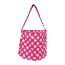 Monogrammable Easter Basket & Halloween Bucket Tote - PINK DOT - CLOSEOUT