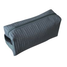 Small Cotton Waffle Cosmetic Bag Embroidery Blanks - GRAY