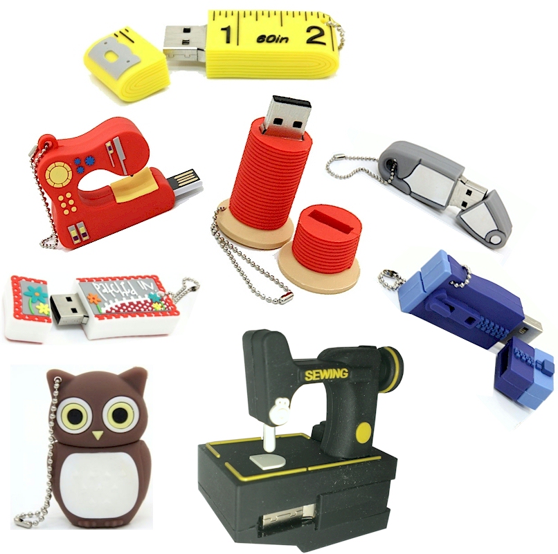 Sewing-Themed USB Flash Drive Combo Pack 