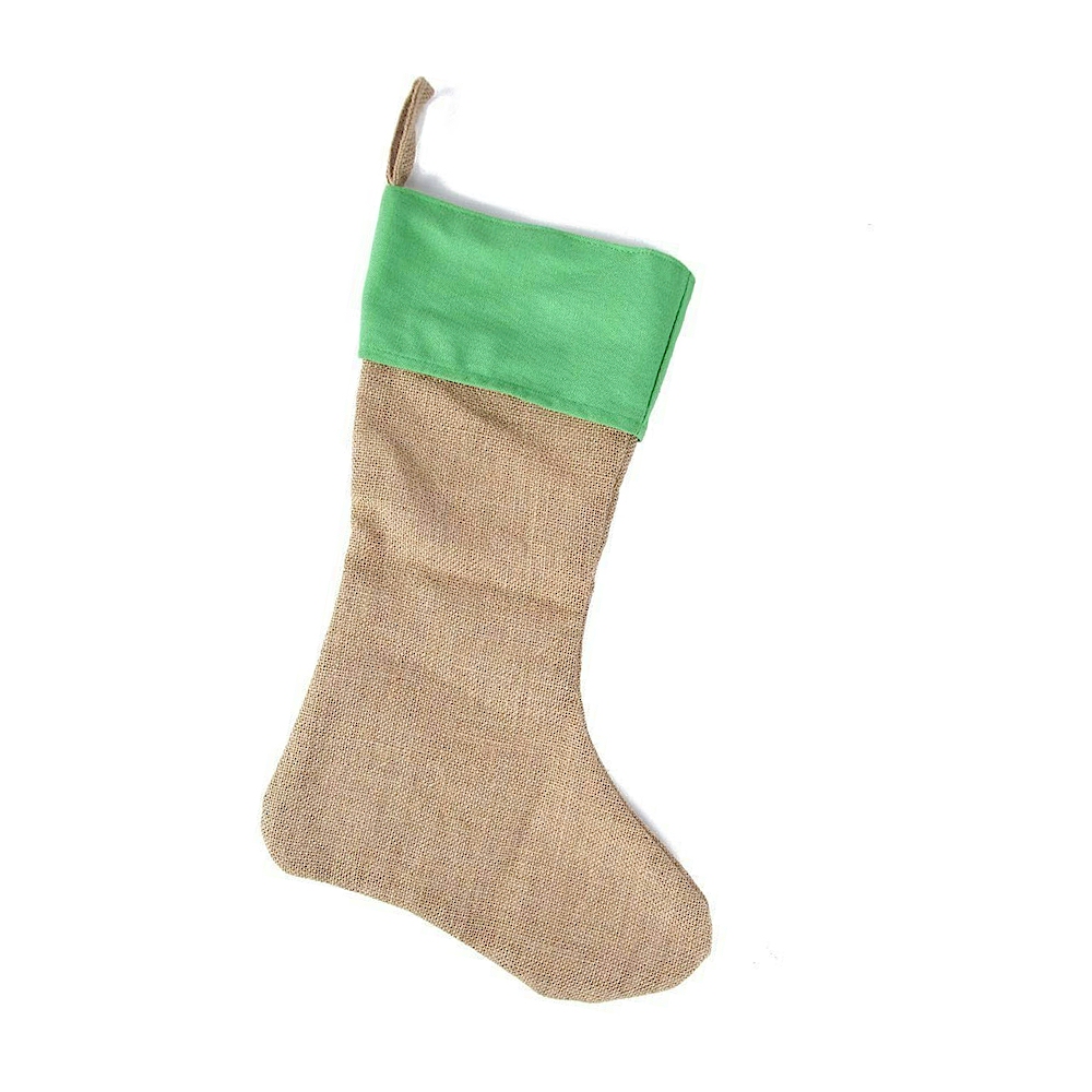 Blank Burlap Christmas Stocking - LIGHT GREEN - CLOSEOUT