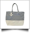 Jumbo Nautical Stripe Tote Bag Embroidery Blanks - NAVY/NATURAL - CLOSEOUT