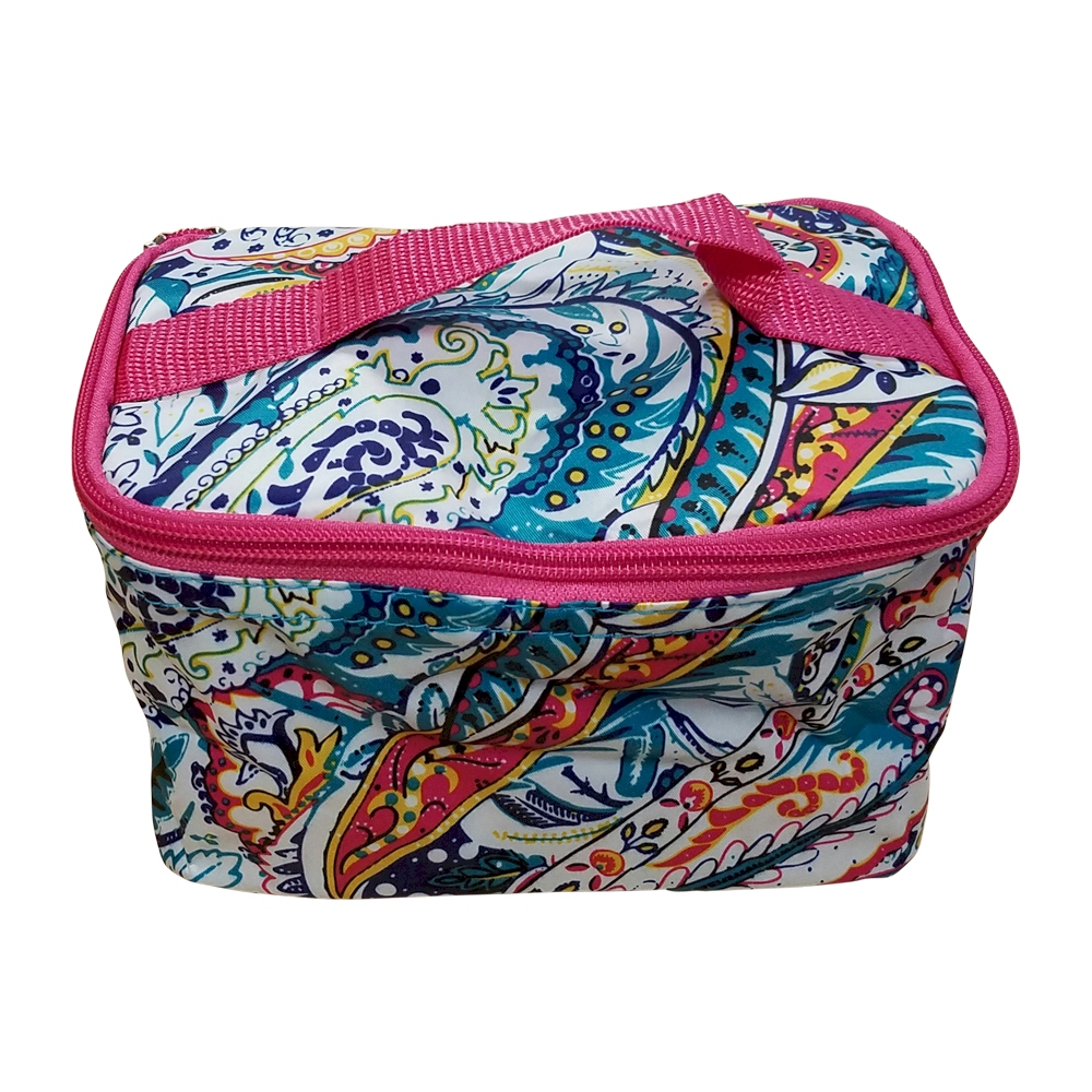 Paisley Print Cosmetic Bag Embroidery Blanks - HOT PINK TRIM - CLOSEOUT