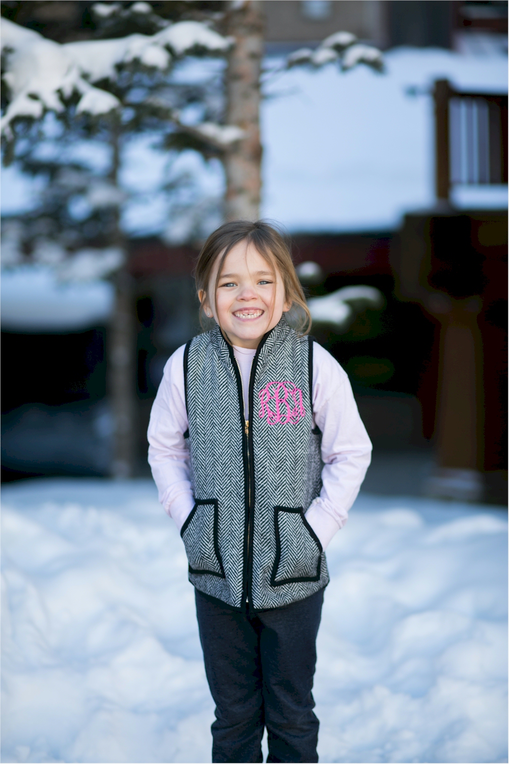 Soft & Luxurious Child Herringbone Tweed Vest - BLACK -  CLOSEOUT